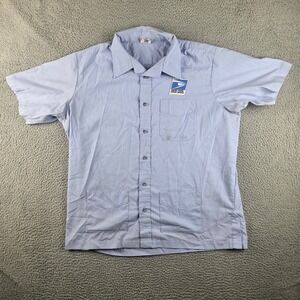 Union Line USPS Postal Service Shirt Men XL Blue Short Sleeve Button Up Workwear